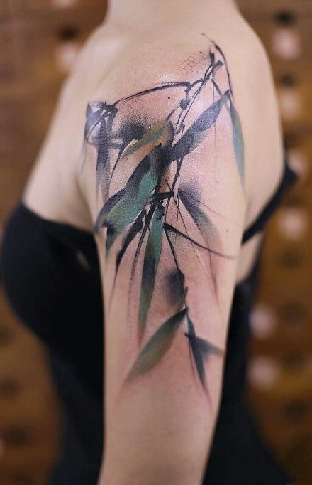 水墨中国风的几款水墨竹子纹身图案
