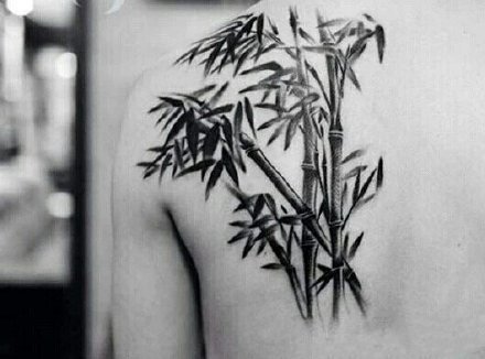 水墨中国风的几款水墨竹子纹身图案