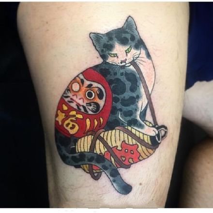 日式刺青大猫的9款猫纹身作品图片