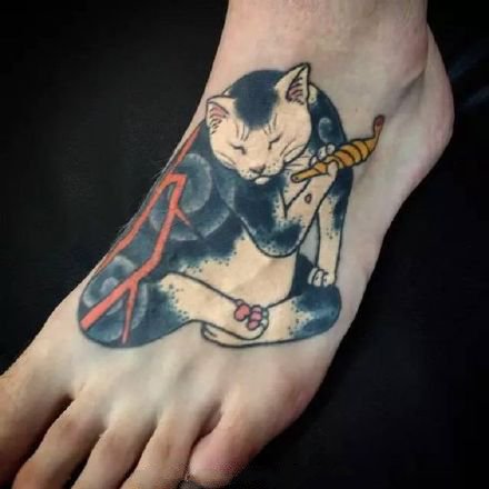 日式刺青大猫的9款猫纹身作品图片