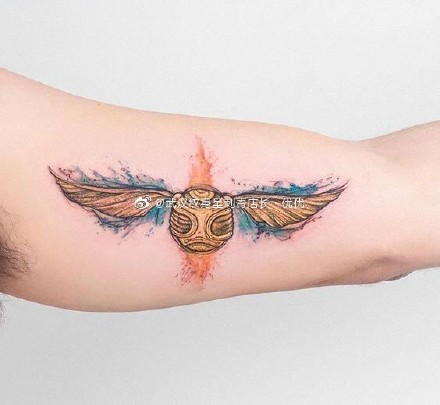 金色飞贼纹身 哈利波特中金色飞贼的纹身作品图片