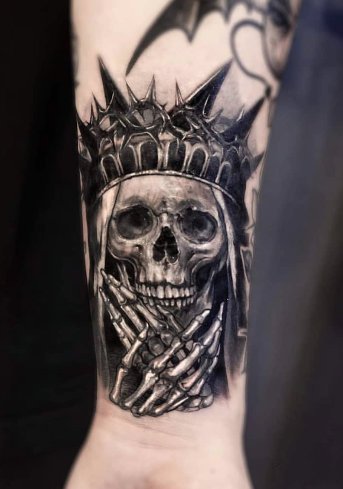 骷髅tattoo 不惧死亡,由死向生的暗黑色骷髅纹身图片