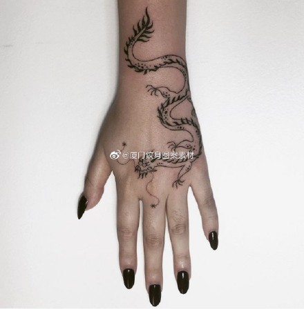 手部传统的一组小龙纹身作品图片
