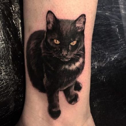 黑猫纹身 寓意辟邪除恶的9款黑猫纹身作品