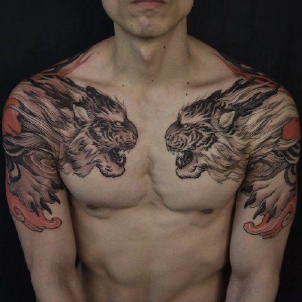 双半甲纹身 男士双半甲主题的9款纹身作品图