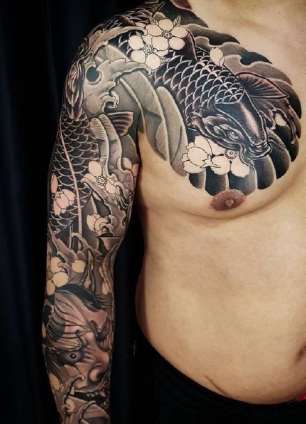 男士花臂纹身 花卉主题的男性大花臂9款纹身作品
