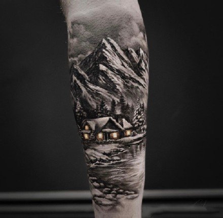 手臂风景纹身 写实风格的9款男性大臂风景纹身图案