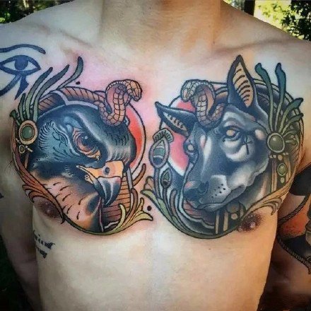 阿努比斯纹身 胡狼头人身形象的阿努比斯纹身作品