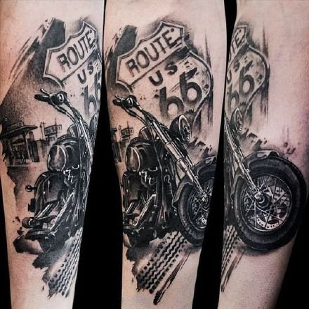 摩托车骑士纹身 一组摩托机车主题的纹身图案作品