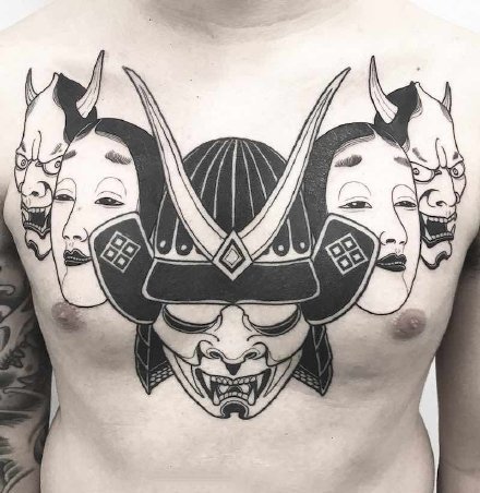 男士花胸纹身 28款男性胸前霸气的大花胸纹身团作品