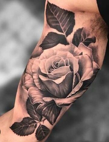 玫瑰写实纹身 17款黑白和彩色写实玫瑰图案作品