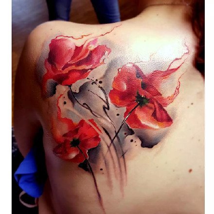 9款漂亮的罂粟花纹身作品图片