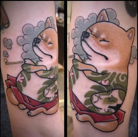 9款小狗柴犬的纹身作品图片