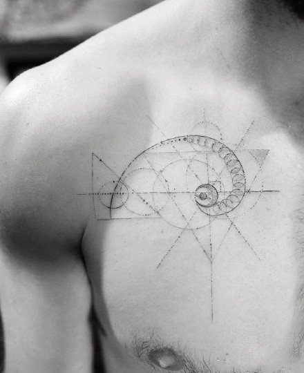 很有设计感的一组9款几何纹身图片