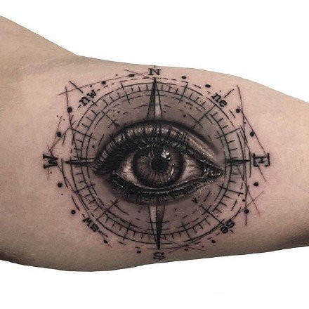 指南针刺青 16款精美的指南针主题纹身作品图案