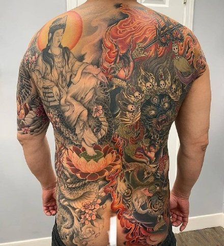 男人满背纹身 9款男士传统的大满背纹身作品图案