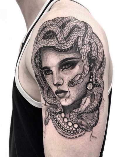 9款美杜莎蛇发女郎的纹身作品图