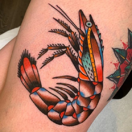 龙虾主题的一组虾纹身作品图片