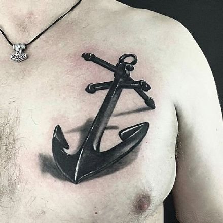 黑灰色的9款个性船锚纹身图片