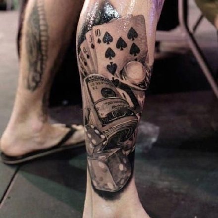 扑克牌纹身 9款扑克牌主题的写实纹身作品图片