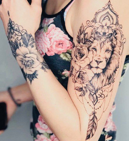 女生素花纹身 18款女神性感的素花元素纹身作品图案