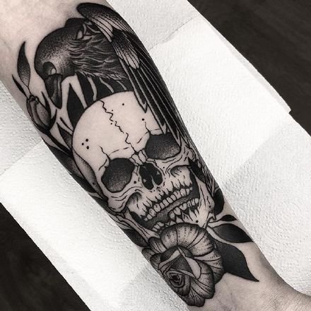 9款骷髅纹身作品：骷髅代表着死亡，也代表新的开始