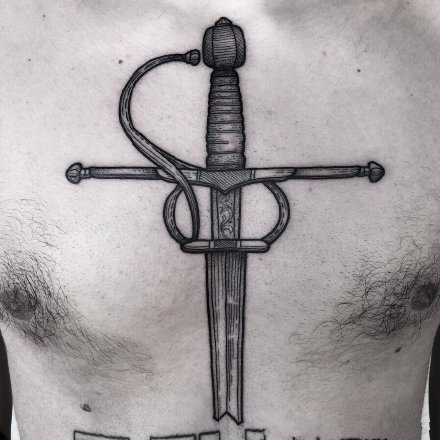 黑剑纹身 创意的9款黑色短剑匕首纹身图片