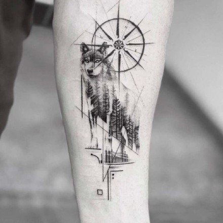 精致创意的9款黑灰点刺动物纹身作品图案