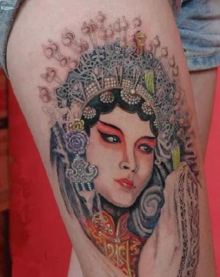 花旦刺青 精美的9款花旦纹身图案作品