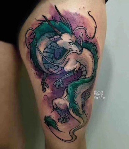 水彩色的9款好看小龙纹身图案