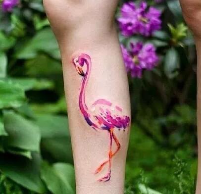 纹身火烈鸟 漂亮的一组火烈鸟主题的纹身图片