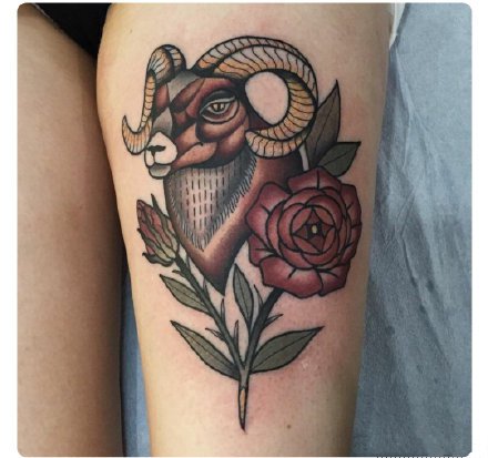 羊头刺青 适合十二生肖羊的一组羊纹身作品图片