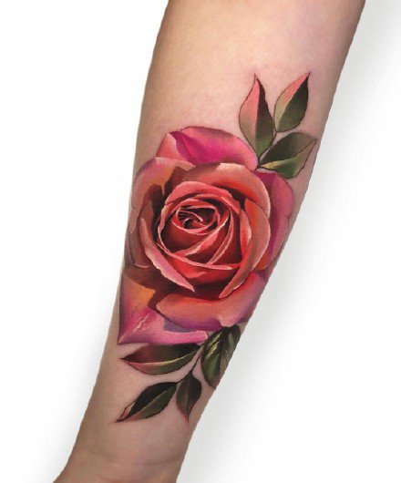 包臂包腿艳丽的16款红玫瑰纹身图案