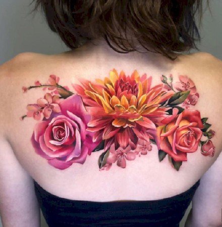欧美花卉写实的18款花朵纹身作品