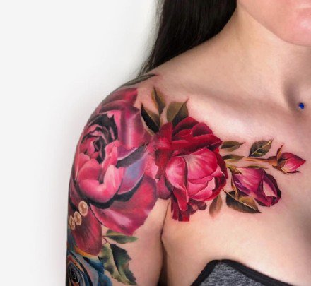 欧美花卉写实的18款花朵纹身作品