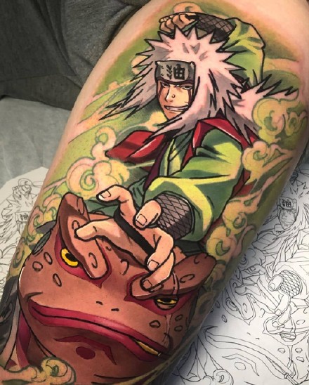 炫彩包臂包腿的火影忍者纹身作品