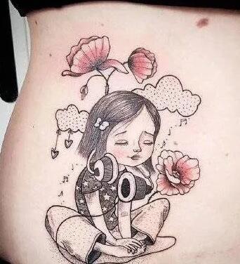 童真可爱的小女孩题材纹身图案
