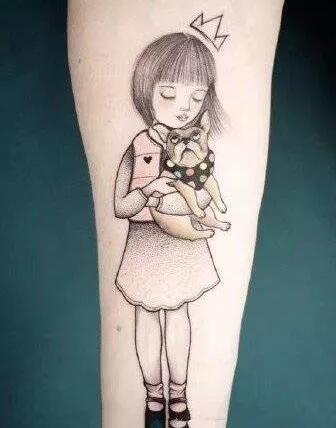 童真可爱的小女孩题材纹身图案
