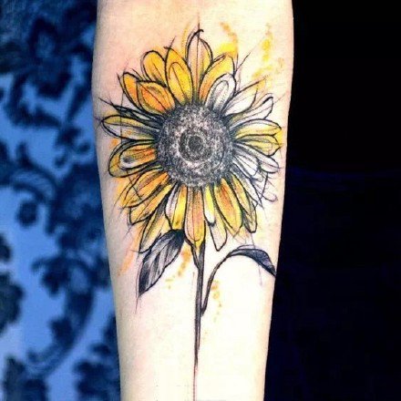向日葵主题的15款花卉纹身图片