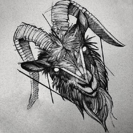 暗黑恶魔羊头的9款纹身图案作品