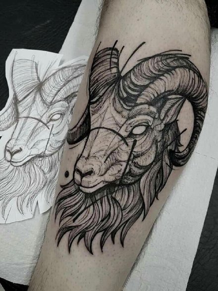 暗黑恶魔羊头的9款纹身图案作品