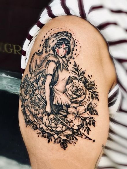 幽灵公主纹身 宫崎骏动漫幽灵公主的9款纹身作品