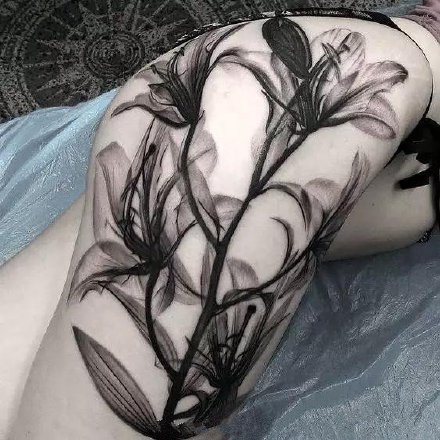 植物纹身：象征着爱情的百合花纹身图片
