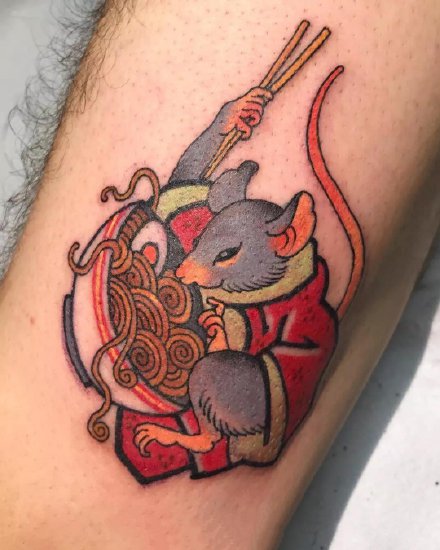 子鼠纹身：传统日式的老鼠纹身作品欣赏