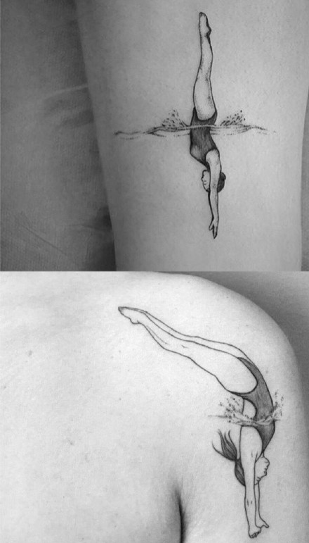 适合跳水运动员的几款跳水主题纹身作品