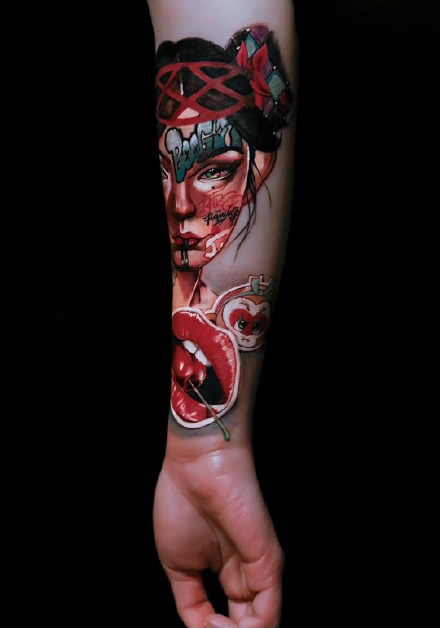 一组重彩系列的手臂纹身图案