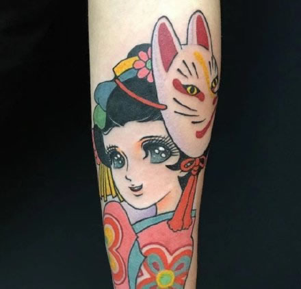 一组日式彩绘手臂纹身图案欣赏