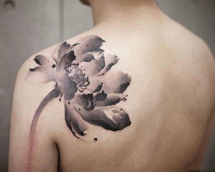 一组中国水墨风纹身图案