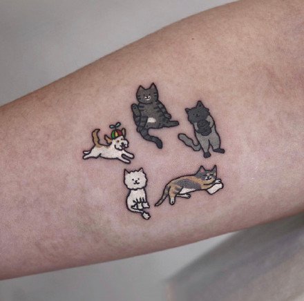 一组很可爱的小猫咪纹身图案