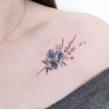 一组超级显白的小清新花卉纹身图案